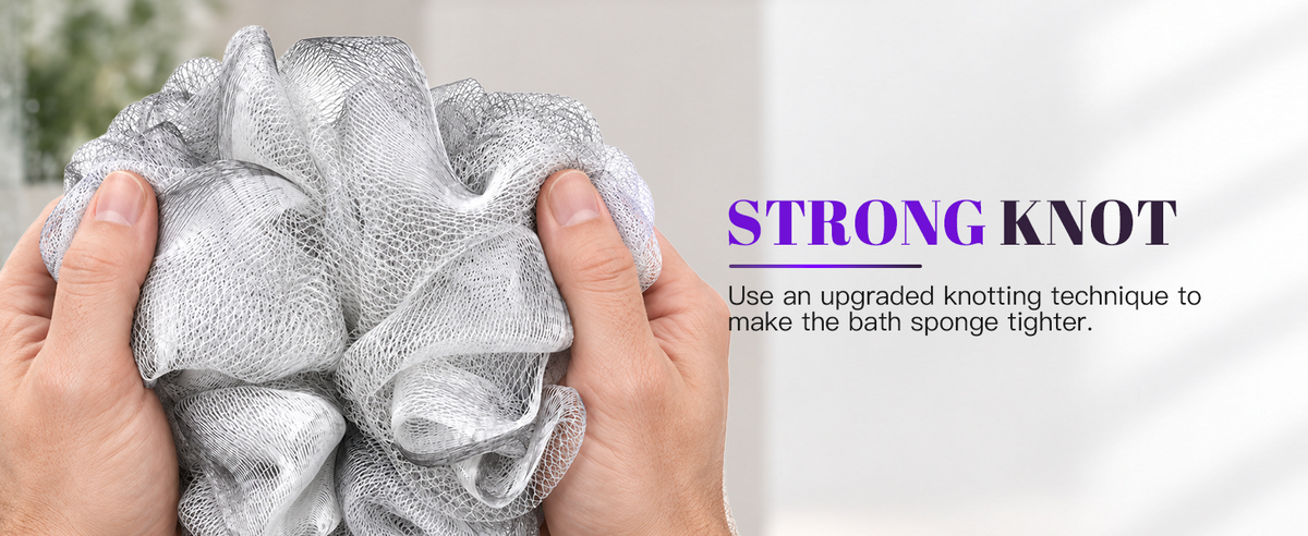Silver Ion Bath Loofah – "Strong Knot" Carousel Display