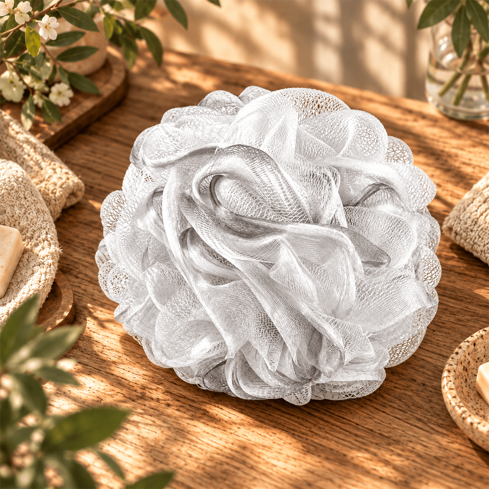 Silver Ion Bath Loofah, 3 Pack —white loofahs shown flat