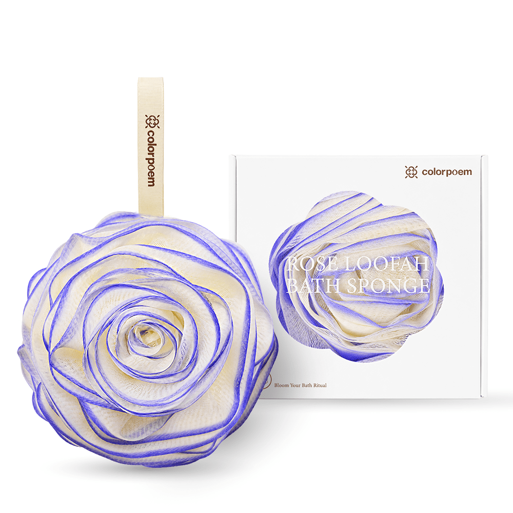 Rose Bath Loofah, Two-Tone in purple, shown flat